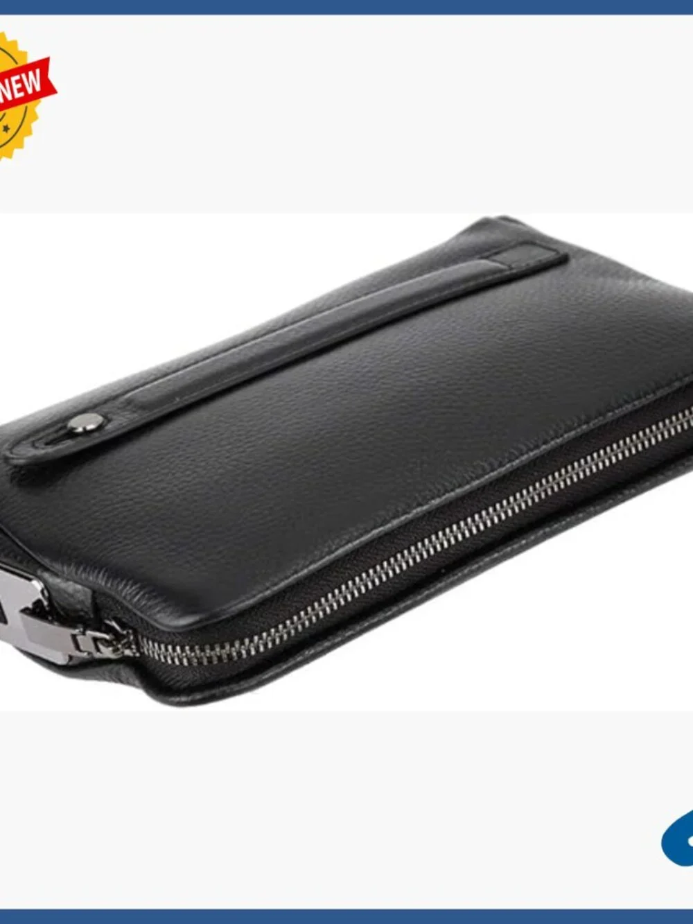 Large Leather Business Handbag Clutch with Fingerprint Security Lock